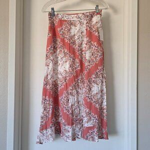 NEW Coco + Jaimeson Floral Flare Skirt Long Side Vent 1/2 Lined Soft Silky Sz S